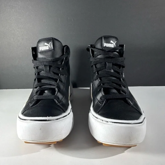 PUMA Black and White High-Top Sneakers Women’s Size 7 Athletic Shoes - Picture 9 of 14